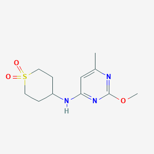 molecular formula C11H17N3O3S B7391368 N-(1,1-dioxothian-4-yl)-2-methoxy-6-methylpyrimidin-4-amine 