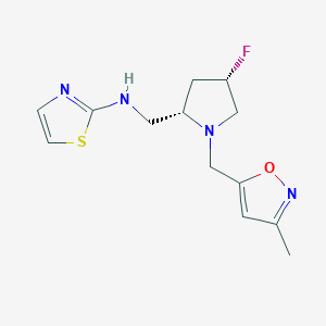 molecular formula C13H17FN4OS B7391628 N-[[(2S,4S)-4-fluoro-1-[(3-methyl-1,2-oxazol-5-yl)methyl]pyrrolidin-2-yl]methyl]-1,3-thiazol-2-amine 