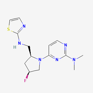 molecular formula C14H19FN6S B7391639 N-[[(2S,4S)-1-[2-(dimethylamino)pyrimidin-4-yl]-4-fluoropyrrolidin-2-yl]methyl]-1,3-thiazol-2-amine 