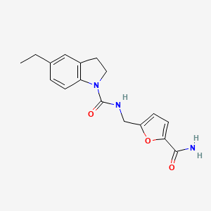 molecular formula C17H19N3O3 B7391692 N-[(5-carbamoylfuran-2-yl)methyl]-5-ethyl-2,3-dihydroindole-1-carboxamide 