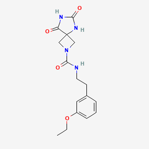molecular formula C16H20N4O4 B7391709 N-[2-(3-ethoxyphenyl)ethyl]-6,8-dioxo-2,5,7-triazaspiro[3.4]octane-2-carboxamide 
