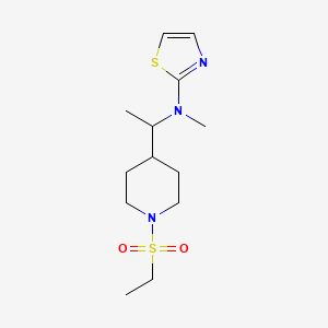 molecular formula C13H23N3O2S2 B7391836 N-[1-(1-ethylsulfonylpiperidin-4-yl)ethyl]-N-methyl-1,3-thiazol-2-amine 