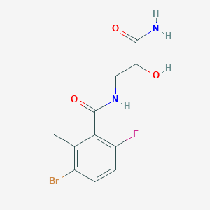 molecular formula C11H12BrFN2O3 B7391970 N-(3-amino-2-hydroxy-3-oxopropyl)-3-bromo-6-fluoro-2-methylbenzamide 