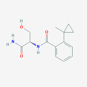 molecular formula C14H18N2O3 B7392080 N-[(2S)-1-amino-3-hydroxy-1-oxopropan-2-yl]-2-(1-methylcyclopropyl)benzamide 