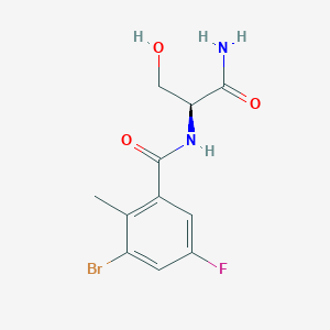 molecular formula C11H12BrFN2O3 B7392088 N-[(2S)-1-amino-3-hydroxy-1-oxopropan-2-yl]-3-bromo-5-fluoro-2-methylbenzamide 