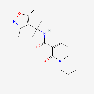 molecular formula C18H25N3O3 B7392096 N-[2-(3,5-dimethyl-1,2-oxazol-4-yl)propan-2-yl]-1-(2-methylpropyl)-2-oxopyridine-3-carboxamide 