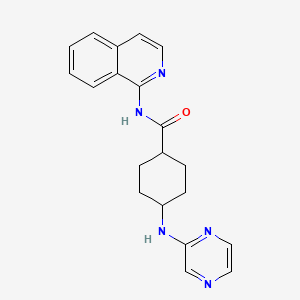 molecular formula C20H21N5O B7392179 N-isoquinolin-1-yl-4-(pyrazin-2-ylamino)cyclohexane-1-carboxamide 