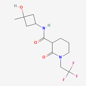 molecular formula C13H19F3N2O3 B7392266 N-(3-hydroxy-3-methylcyclobutyl)-2-oxo-1-(2,2,2-trifluoroethyl)piperidine-3-carboxamide 