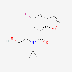 molecular formula C15H16FNO3 B7392345 N-cyclopropyl-5-fluoro-N-(2-hydroxypropyl)-1-benzofuran-7-carboxamide 