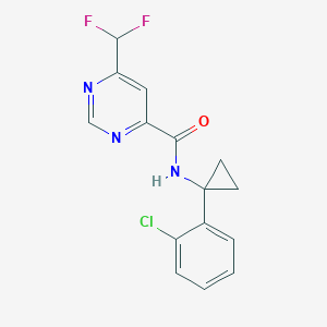 molecular formula C15H12ClF2N3O B7392356 N-[1-(2-chlorophenyl)cyclopropyl]-6-(difluoromethyl)pyrimidine-4-carboxamide 