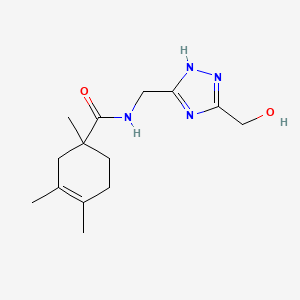 molecular formula C14H22N4O2 B7392388 N-[[3-(hydroxymethyl)-1H-1,2,4-triazol-5-yl]methyl]-1,3,4-trimethylcyclohex-3-ene-1-carboxamide 