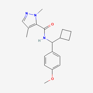 molecular formula C18H23N3O2 B7392507 N-[cyclobutyl-(4-methoxyphenyl)methyl]-2,4-dimethylpyrazole-3-carboxamide 