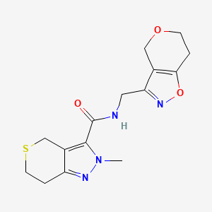 molecular formula C15H18N4O3S B7392520 N-(6,7-dihydro-4H-pyrano[3,4-d][1,2]oxazol-3-ylmethyl)-2-methyl-6,7-dihydro-4H-thiopyrano[4,3-c]pyrazole-3-carboxamide 