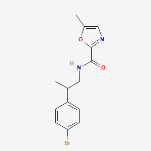 molecular formula C14H15BrN2O2 B7392524 N-[2-(4-bromophenyl)propyl]-5-methyl-1,3-oxazole-2-carboxamide 