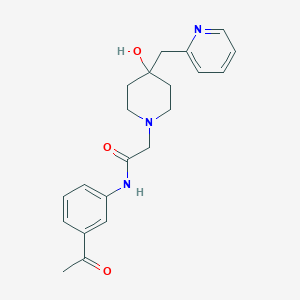 molecular formula C21H25N3O3 B7392557 N-(3-acetylphenyl)-2-[4-hydroxy-4-(pyridin-2-ylmethyl)piperidin-1-yl]acetamide 