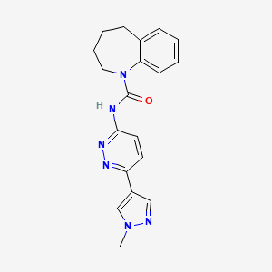 molecular formula C19H20N6O B7392588 N-[6-(1-methylpyrazol-4-yl)pyridazin-3-yl]-2,3,4,5-tetrahydro-1-benzazepine-1-carboxamide 