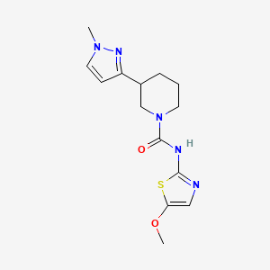 molecular formula C14H19N5O2S B7392724 N-(5-methoxy-1,3-thiazol-2-yl)-3-(1-methylpyrazol-3-yl)piperidine-1-carboxamide 