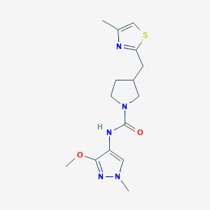 molecular formula C15H21N5O2S B7392745 N-(3-methoxy-1-methylpyrazol-4-yl)-3-[(4-methyl-1,3-thiazol-2-yl)methyl]pyrrolidine-1-carboxamide 