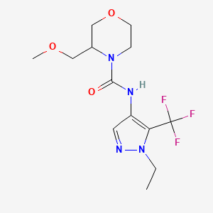 molecular formula C13H19F3N4O3 B7392925 N-[1-ethyl-5-(trifluoromethyl)pyrazol-4-yl]-3-(methoxymethyl)morpholine-4-carboxamide 