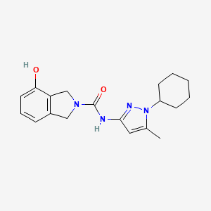 molecular formula C19H24N4O2 B7392937 N-(1-cyclohexyl-5-methylpyrazol-3-yl)-4-hydroxy-1,3-dihydroisoindole-2-carboxamide 