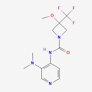 molecular formula C13H17F3N4O2 B7393039 N-[3-(dimethylamino)pyridin-4-yl]-3-methoxy-3-(trifluoromethyl)azetidine-1-carboxamide 