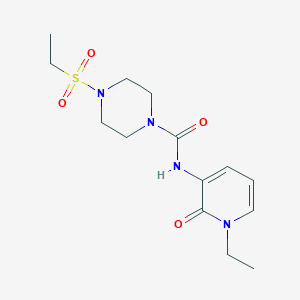 molecular formula C14H22N4O4S B7393068 N-(1-ethyl-2-oxopyridin-3-yl)-4-ethylsulfonylpiperazine-1-carboxamide 