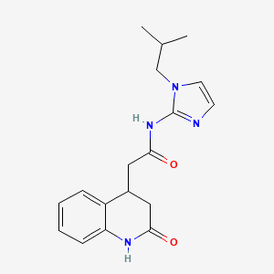 molecular formula C18H22N4O2 B7393083 N-[1-(2-methylpropyl)imidazol-2-yl]-2-(2-oxo-3,4-dihydro-1H-quinolin-4-yl)acetamide 