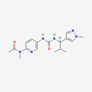 molecular formula C17H24N6O2 B7393221 N-methyl-N-[5-[[2-methyl-1-(1-methylpyrazol-4-yl)propyl]carbamoylamino]pyridin-2-yl]acetamide 