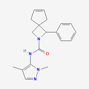 molecular formula C19H22N4O B7393224 N-(2,4-dimethylpyrazol-3-yl)-3-phenyl-2-azaspiro[3.4]oct-6-ene-2-carboxamide 