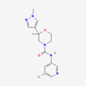 molecular formula C15H18ClN5O2 B7393297 N-(5-chloropyridin-3-yl)-2-methyl-2-(1-methylpyrazol-4-yl)morpholine-4-carboxamide 