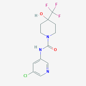 molecular formula C12H13ClF3N3O2 B7393335 N-(5-chloropyridin-3-yl)-4-hydroxy-4-(trifluoromethyl)piperidine-1-carboxamide 