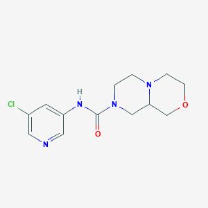 molecular formula C13H17ClN4O2 B7393462 N-(5-chloropyridin-3-yl)-3,4,6,7,9,9a-hexahydro-1H-pyrazino[2,1-c][1,4]oxazine-8-carboxamide 