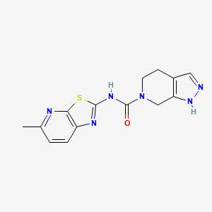 molecular formula C14H14N6OS B7393607 N-(5-methyl-[1,3]thiazolo[5,4-b]pyridin-2-yl)-1,4,5,7-tetrahydropyrazolo[3,4-c]pyridine-6-carboxamide 