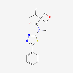 molecular formula C16H19N3O2S B7393765 N-methyl-N-(5-phenyl-1,3,4-thiadiazol-2-yl)-3-propan-2-yloxetane-3-carboxamide 