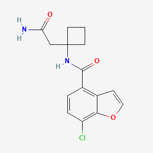 molecular formula C15H15ClN2O3 B7393775 N-[1-(2-amino-2-oxoethyl)cyclobutyl]-7-chloro-1-benzofuran-4-carboxamide 
