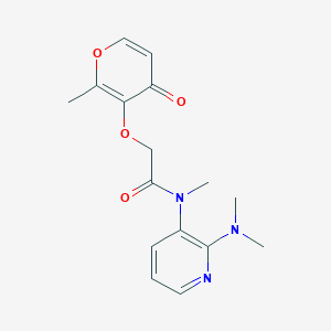 molecular formula C16H19N3O4 B7393777 N-[2-(dimethylamino)pyridin-3-yl]-N-methyl-2-(2-methyl-4-oxopyran-3-yl)oxyacetamide 