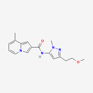 molecular formula C17H20N4O2 B7393828 N-[5-(2-methoxyethyl)-2-methylpyrazol-3-yl]-8-methylindolizine-2-carboxamide 