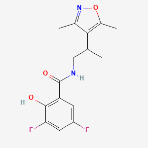 molecular formula C15H16F2N2O3 B7393867 N-[2-(3,5-dimethyl-1,2-oxazol-4-yl)propyl]-3,5-difluoro-2-hydroxybenzamide 