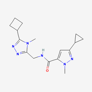 molecular formula C16H22N6O B7393941 N-[(5-cyclobutyl-4-methyl-1,2,4-triazol-3-yl)methyl]-5-cyclopropyl-2-methylpyrazole-3-carboxamide 