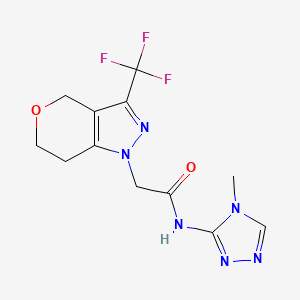 molecular formula C12H13F3N6O2 B7394044 N-(4-methyl-1,2,4-triazol-3-yl)-2-[3-(trifluoromethyl)-6,7-dihydro-4H-pyrano[4,3-c]pyrazol-1-yl]acetamide 