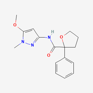 molecular formula C16H19N3O3 B7394059 N-(5-methoxy-1-methylpyrazol-3-yl)-2-phenyloxolane-2-carboxamide 