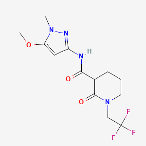 molecular formula C13H17F3N4O3 B7394085 N-(5-methoxy-1-methylpyrazol-3-yl)-2-oxo-1-(2,2,2-trifluoroethyl)piperidine-3-carboxamide 