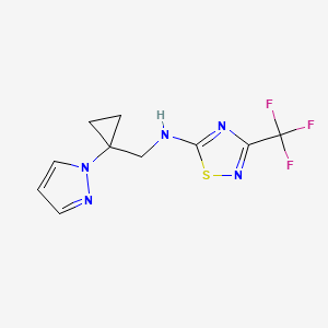 molecular formula C10H10F3N5S B7394167 N-[(1-pyrazol-1-ylcyclopropyl)methyl]-3-(trifluoromethyl)-1,2,4-thiadiazol-5-amine 