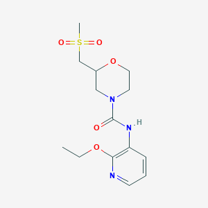 molecular formula C14H21N3O5S B7394245 N-(2-ethoxypyridin-3-yl)-2-(methylsulfonylmethyl)morpholine-4-carboxamide 
