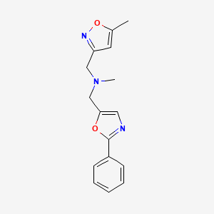 molecular formula C16H17N3O2 B7394312 N-methyl-1-(5-methyl-1,2-oxazol-3-yl)-N-[(2-phenyl-1,3-oxazol-5-yl)methyl]methanamine 