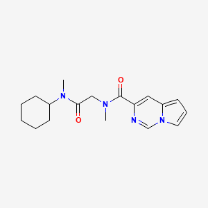 molecular formula C18H24N4O2 B7394376 N-[2-[cyclohexyl(methyl)amino]-2-oxoethyl]-N-methylpyrrolo[1,2-c]pyrimidine-3-carboxamide 