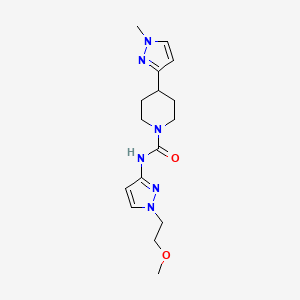molecular formula C16H24N6O2 B7394449 N-[1-(2-methoxyethyl)pyrazol-3-yl]-4-(1-methylpyrazol-3-yl)piperidine-1-carboxamide 