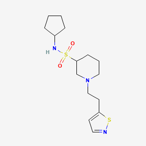 molecular formula C15H25N3O2S2 B7394450 N-cyclopentyl-1-[2-(1,2-thiazol-5-yl)ethyl]piperidine-3-sulfonamide 