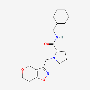 molecular formula C19H29N3O3 B7394544 N-(cyclohexylmethyl)-1-(6,7-dihydro-4H-pyrano[3,4-d][1,2]oxazol-3-ylmethyl)pyrrolidine-2-carboxamide 
