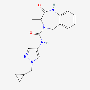 molecular formula C18H21N5O2 B7394616 N-[1-(cyclopropylmethyl)pyrazol-4-yl]-3-methyl-2-oxo-3,5-dihydro-1H-1,4-benzodiazepine-4-carboxamide 